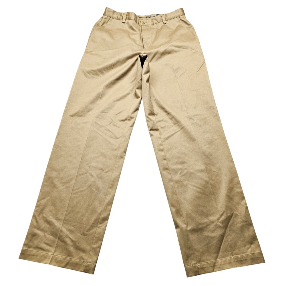 NWT Stafford Signature Men Pima Cotton Khaki Pants 32x32 Straight Fit Flat Front